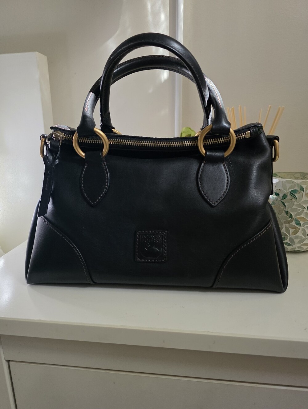 NWOT Dooney & Bourke Florentine Satchel 30 In Black With Red Stitching